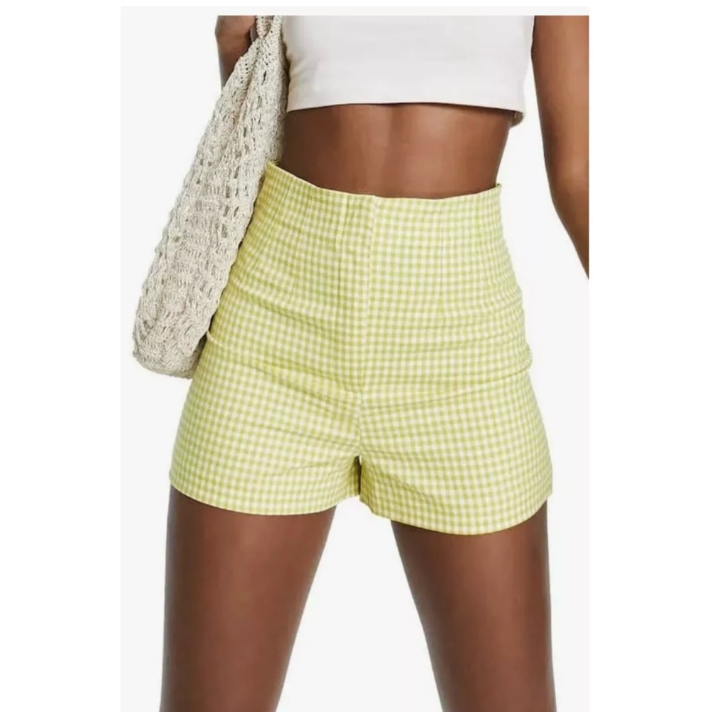 Topshop High Waist Gingham Shorts Size 12